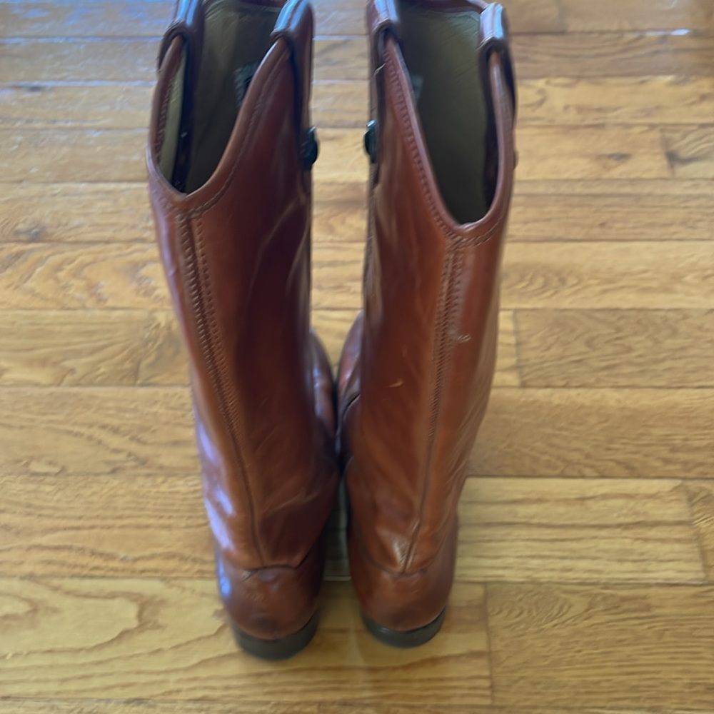 Frye Melissa Button Riding Cognac Leather Pull-On Boots - Picture 3 of 8